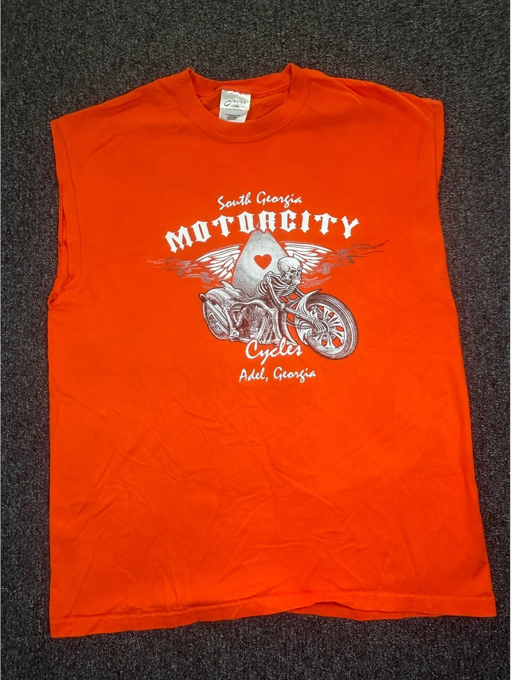South Georgia Motorcity Cycles Biker Shirt L Skeleton Chopper Adel GA Sleeveless
